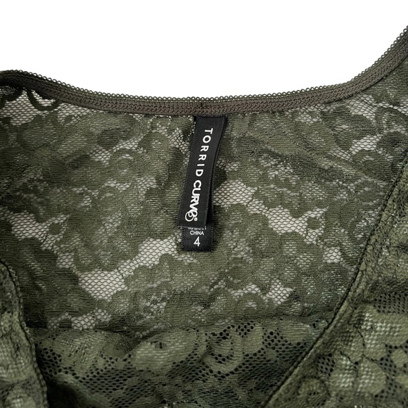 TORRID Women's Green Lace Short Sleeve Under-It-All Crop Top ~ Ladies Size 4x - Picture 5 of 6